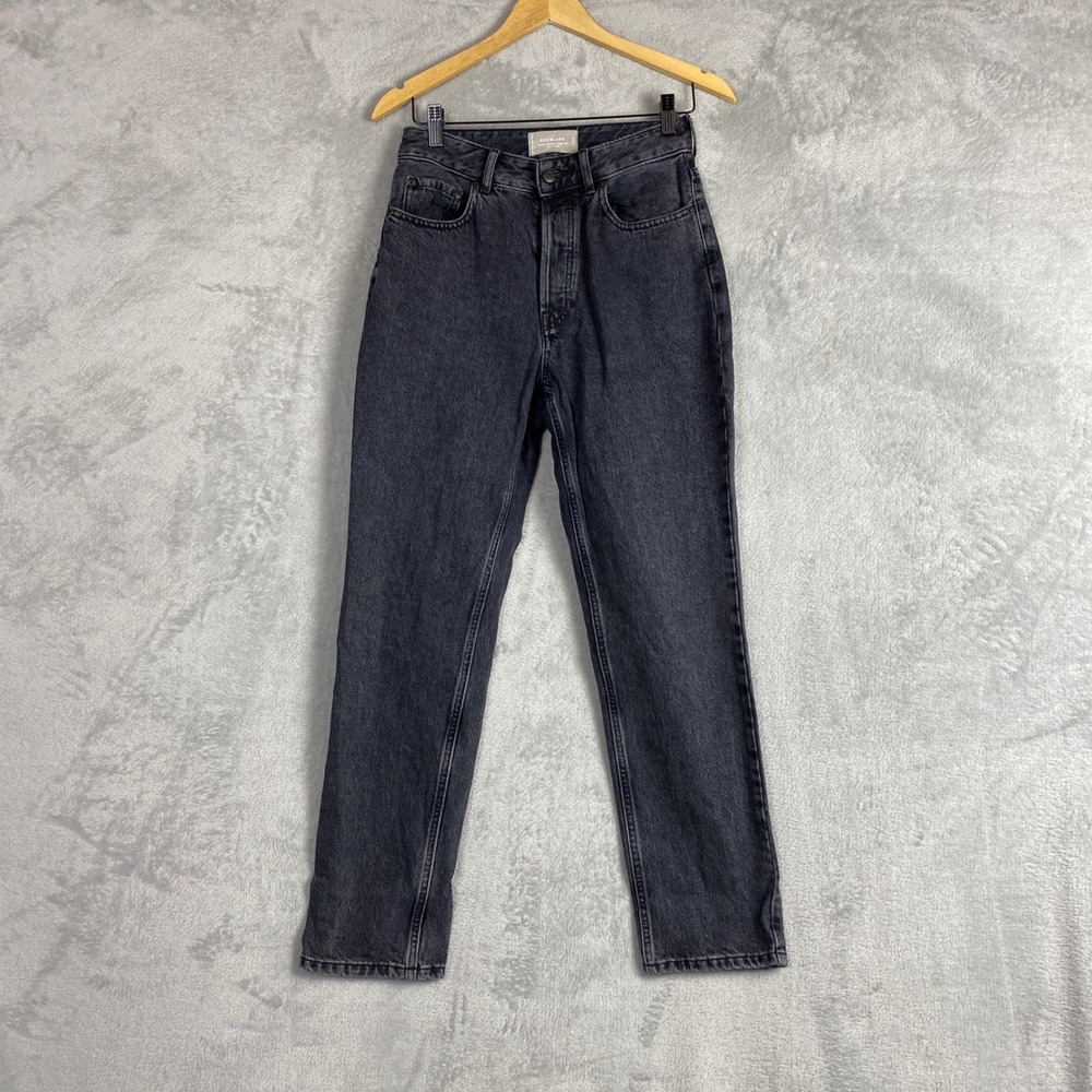 Everlane The Curvy 90s Cheeky Straight Jean Washed Black Organic Cotton Size 4